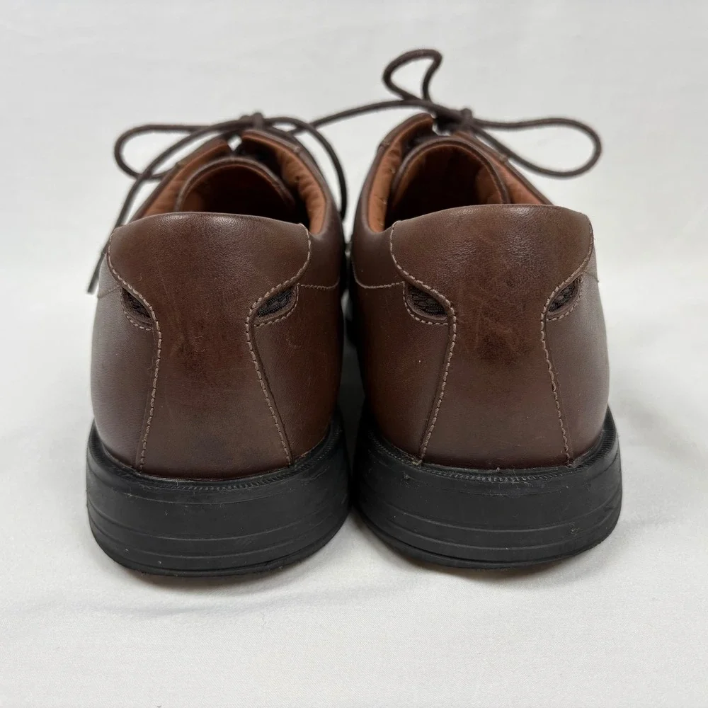 Clarks Un.Bizley View Unstructured Oxford 10.5 Brown Leather Lace Up Dress Shoes
